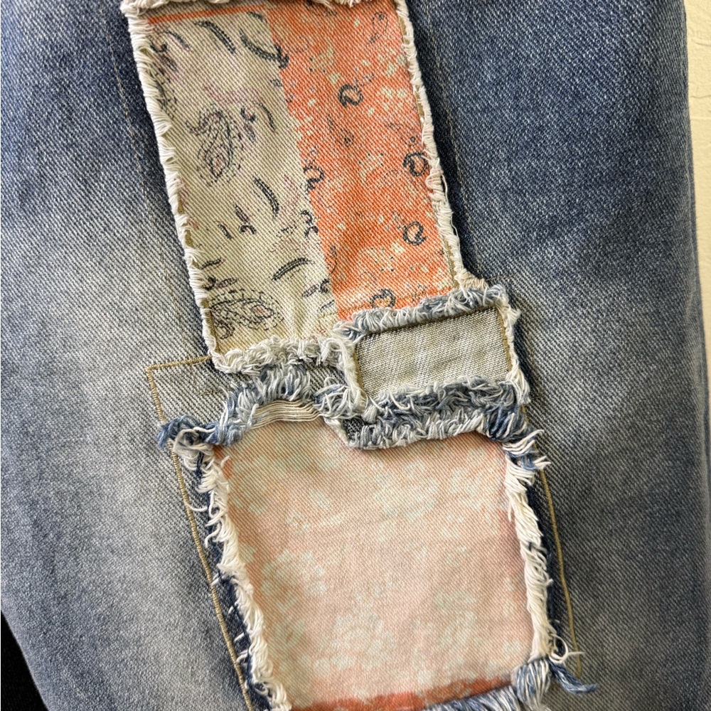 High Rise Blue Jeans with Peace Patch - Picture 8 of 9